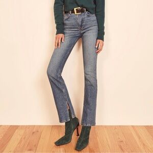 Reformation Peyton Slit Hem High Rise Boot Cut Jeans in Palermo Wash - Size 25